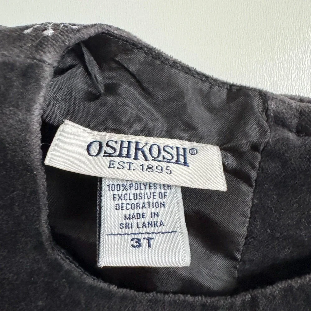 Vintage 90's Y2K‎ OshKosh B'Gosh Black Velvet Holiday Snowflake Dress 3T